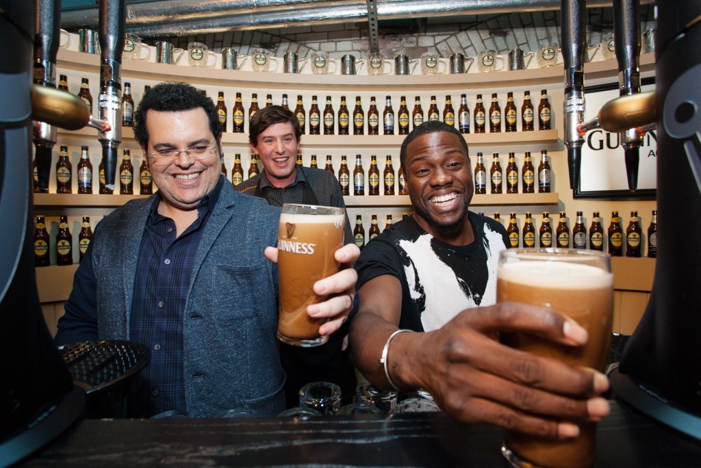 Josh Gad and Kevin Hart stars of the new comedy The Wedding Ringer visited The Guinness Storehouse today and learned how to pull a pint!