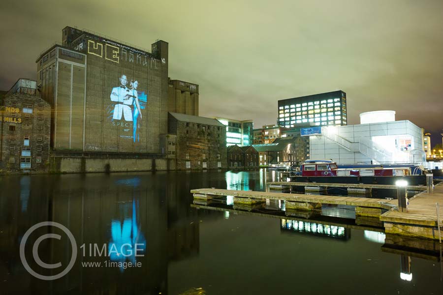 SPECTRE projected on Bolands Mills, Photography, PR Photography, Night Photography