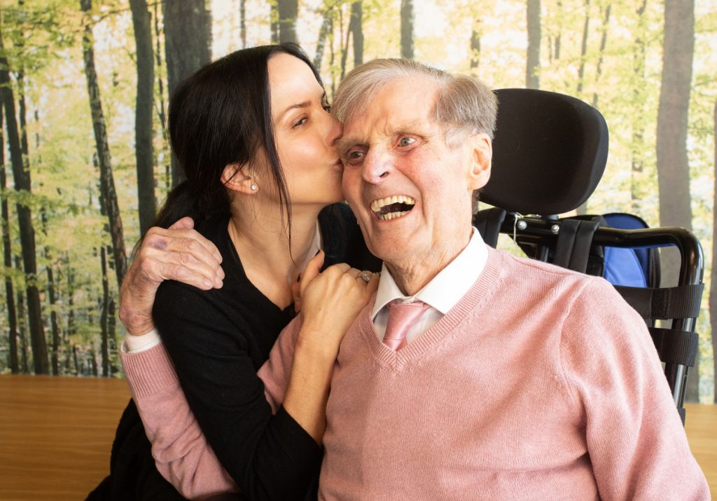 Singer Andrea Corr pictured with patient Harry Sheill launching Light Up A Life at Our Lady's Hospice & Care Services in Harold's Cross PR Photocall Photographer Dublin