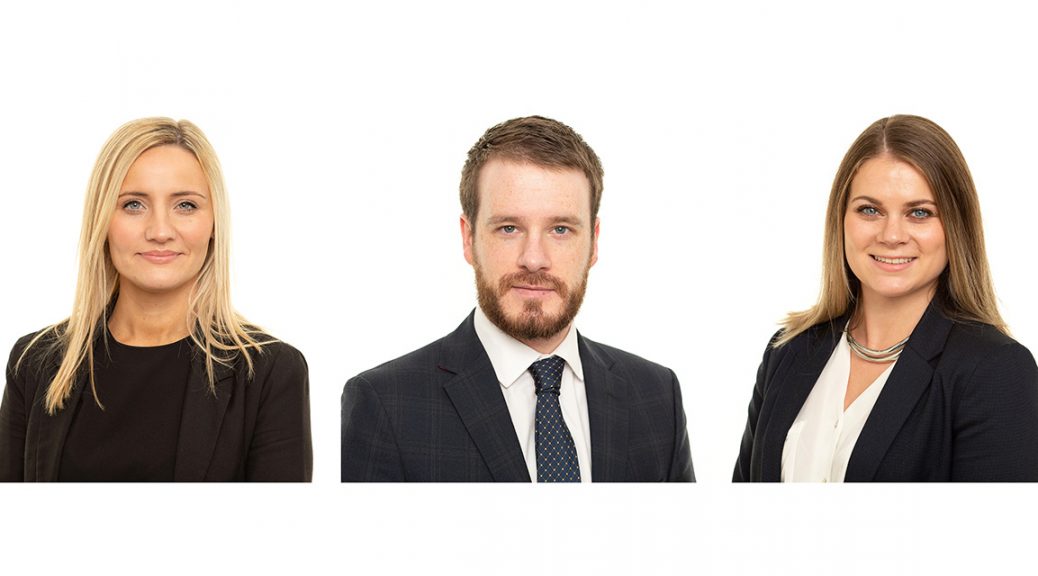Professional LinkedIn Headshot. 2 Female and 1 male corporate business headshot white background